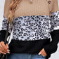 Leopard Textured Patchwork Buttoned Top