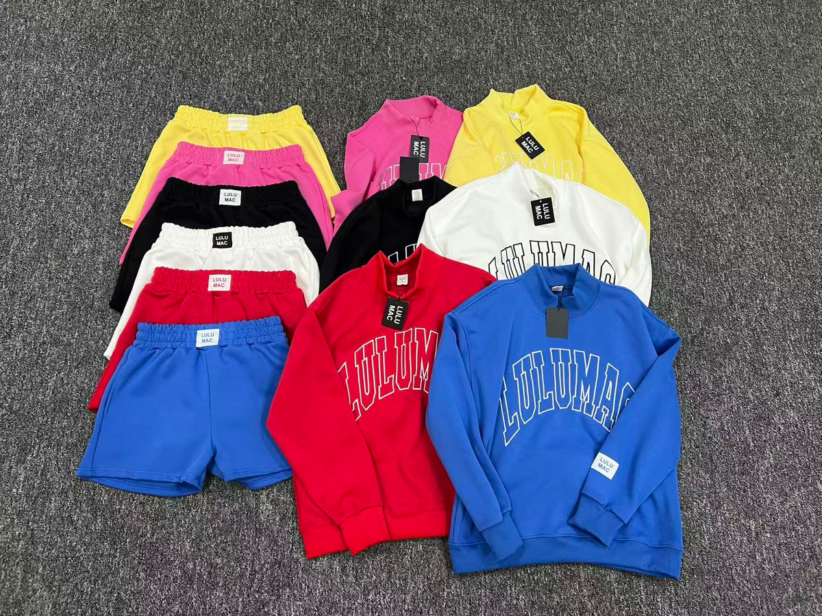 Solid-color Mock-neck Set