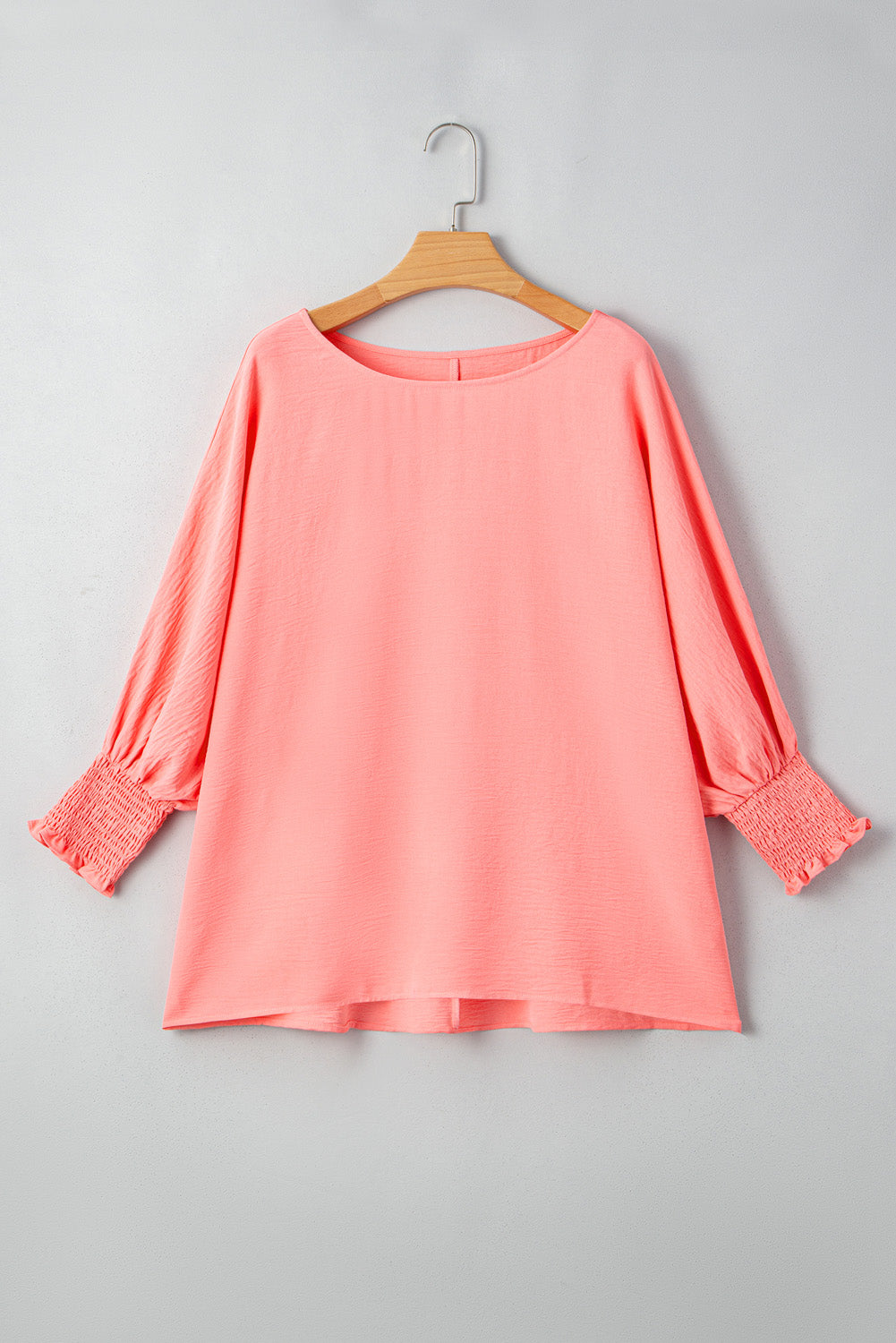 Shirred Cuffs Half Sleeve Plus Size Textured Blouse