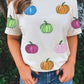 Sequin Pumpkin Patched Cotton Blend T Shirt