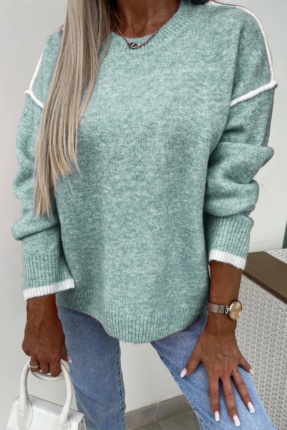 Contrast Edge Crewneck Sweater