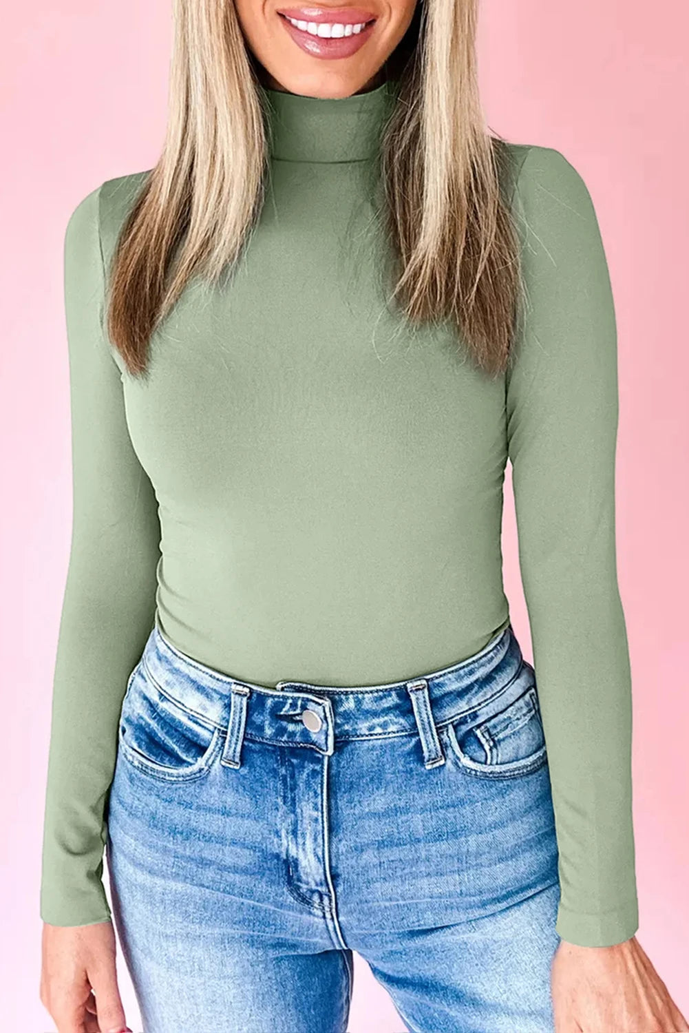 High Neck Long Sleeve Basic Top