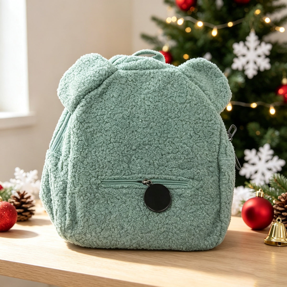 Personalized Teddy Bear Ears Sherpa Backpack