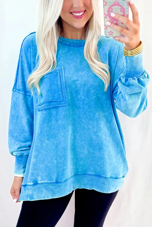 Double Patched Pocket Pullover Sweatshirt
