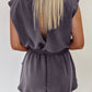 Open Back Cap Sleeve Drawstring Romper
