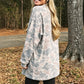 Multicolour Camouflage Print Long Sleeve Open Front Tunic Cardigan