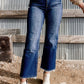 Wash Raw Hem High Waist Flared Jeans