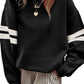 Varsity Striped Detail Drop Shoulder Oversized Sweatshirt