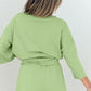 Meadow Mist Green Solid Loose V Neck Half Sleeve Tee and Shorts