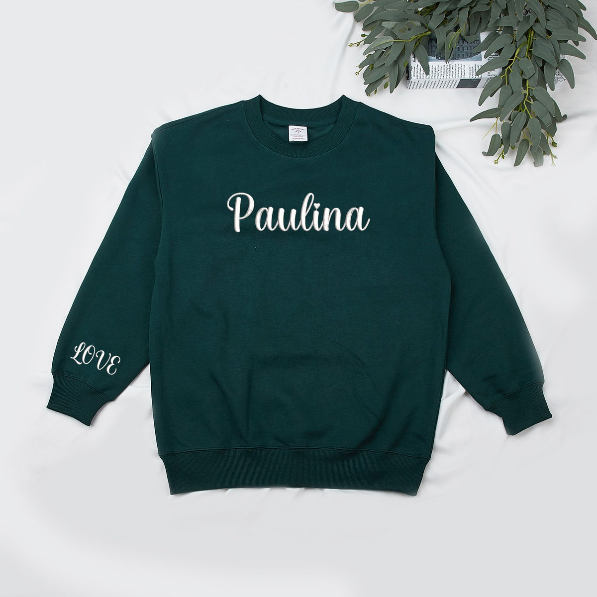 Custom Embroidered Text Crewneck Sweatshirt Round Neck Hoodie