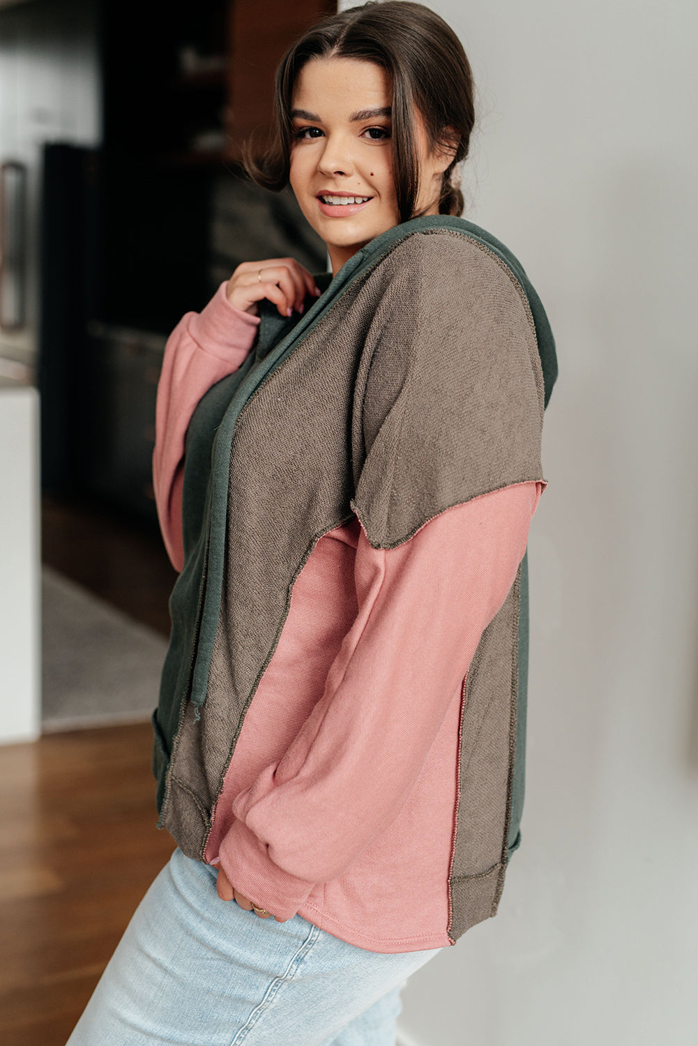 Plus Size Colorblock Patchwork Hoodie