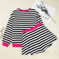 Color Block Edge Pullover and Shorts PLus Size Set