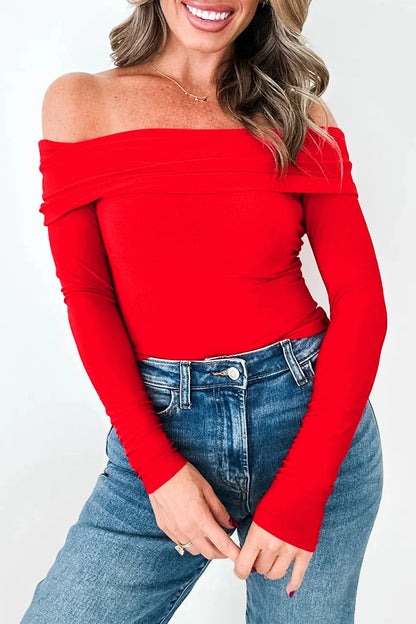 Shoulder Long Sleeve Slim Top