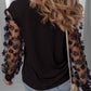 Flower Applique Mesh Long Sleeve V Neck Blouse