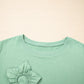 Flower Applique Mineral Wash Plus Size Top