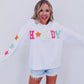 Glitter Howdy Patch Graphic Casual Sweatshirt