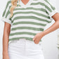 V Neck Short Sleeve Sweater with Side Slits