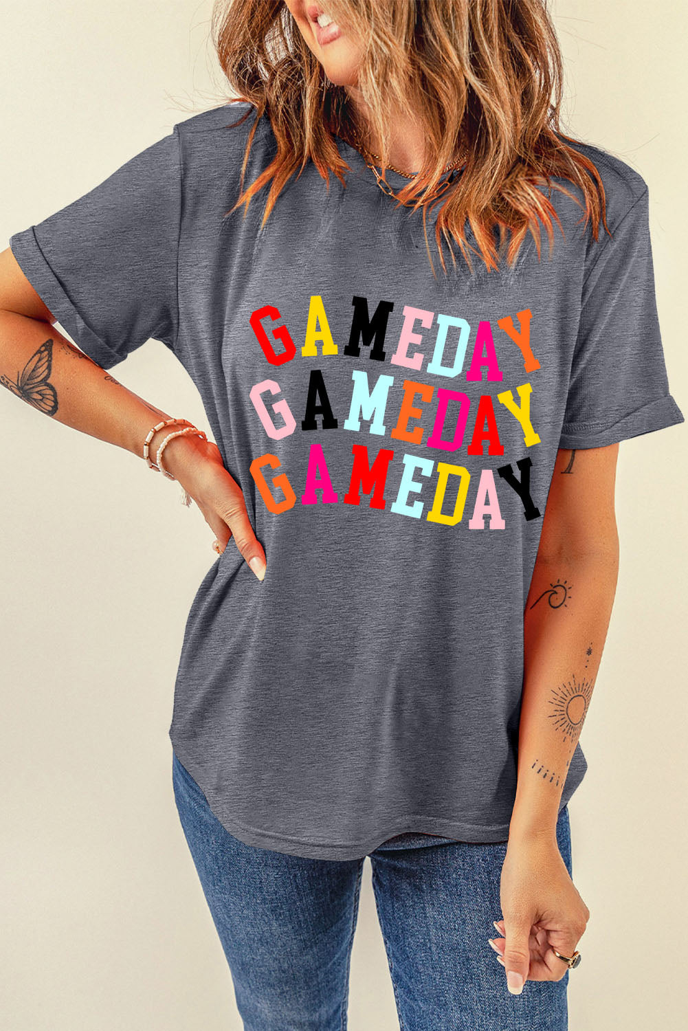 Colorful GAME DAY Graphic Crew T Shirt