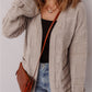 Textured Knit Open Front Chic Cardigan with Pockets