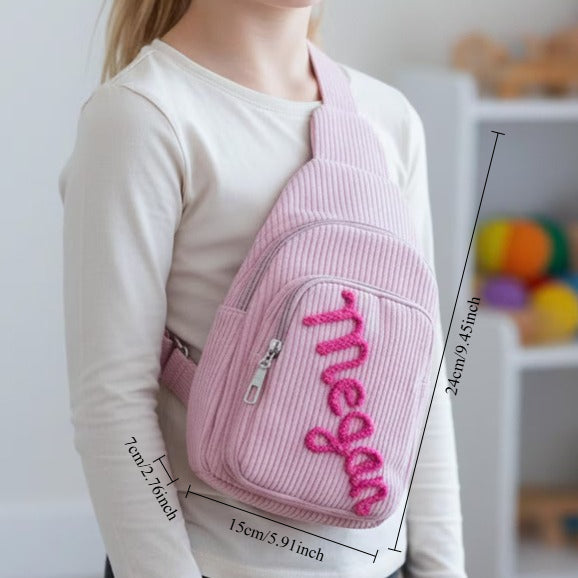 Personalized Name Knitted Sling Bag for Kids