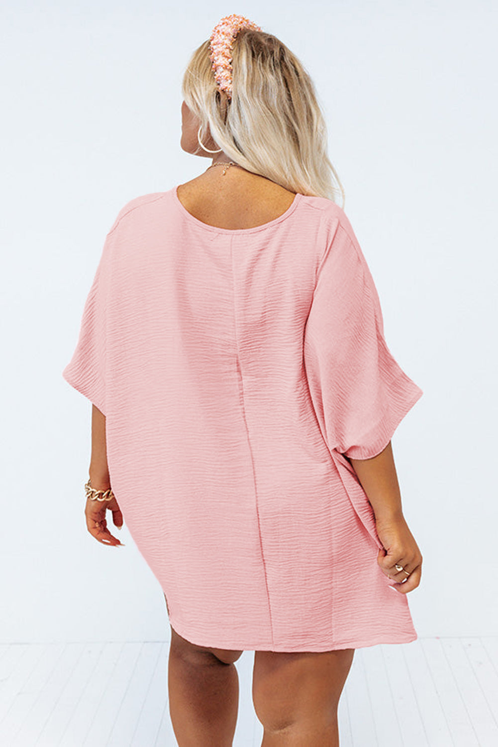 Plus Size Textured Chest Pocket Tee