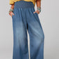 Smocked Waist Wide Leg Jeans