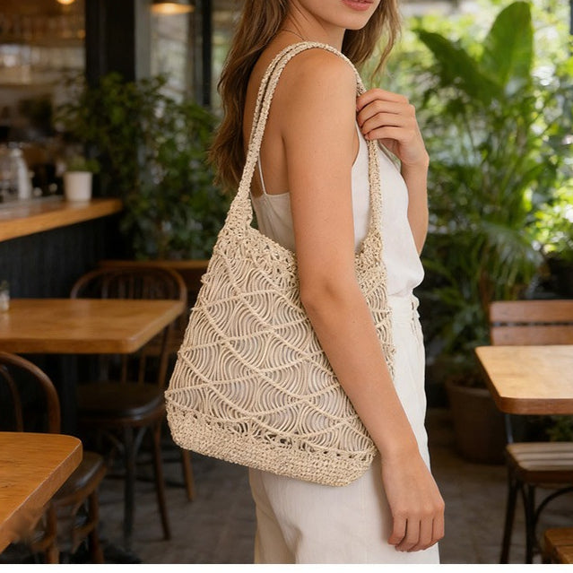 Rope Tote Bag Openwork Beach Bag