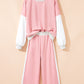 Block Pullover Loose Pant Set