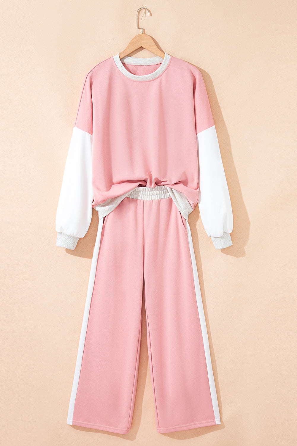 Block Pullover Loose Pant Set