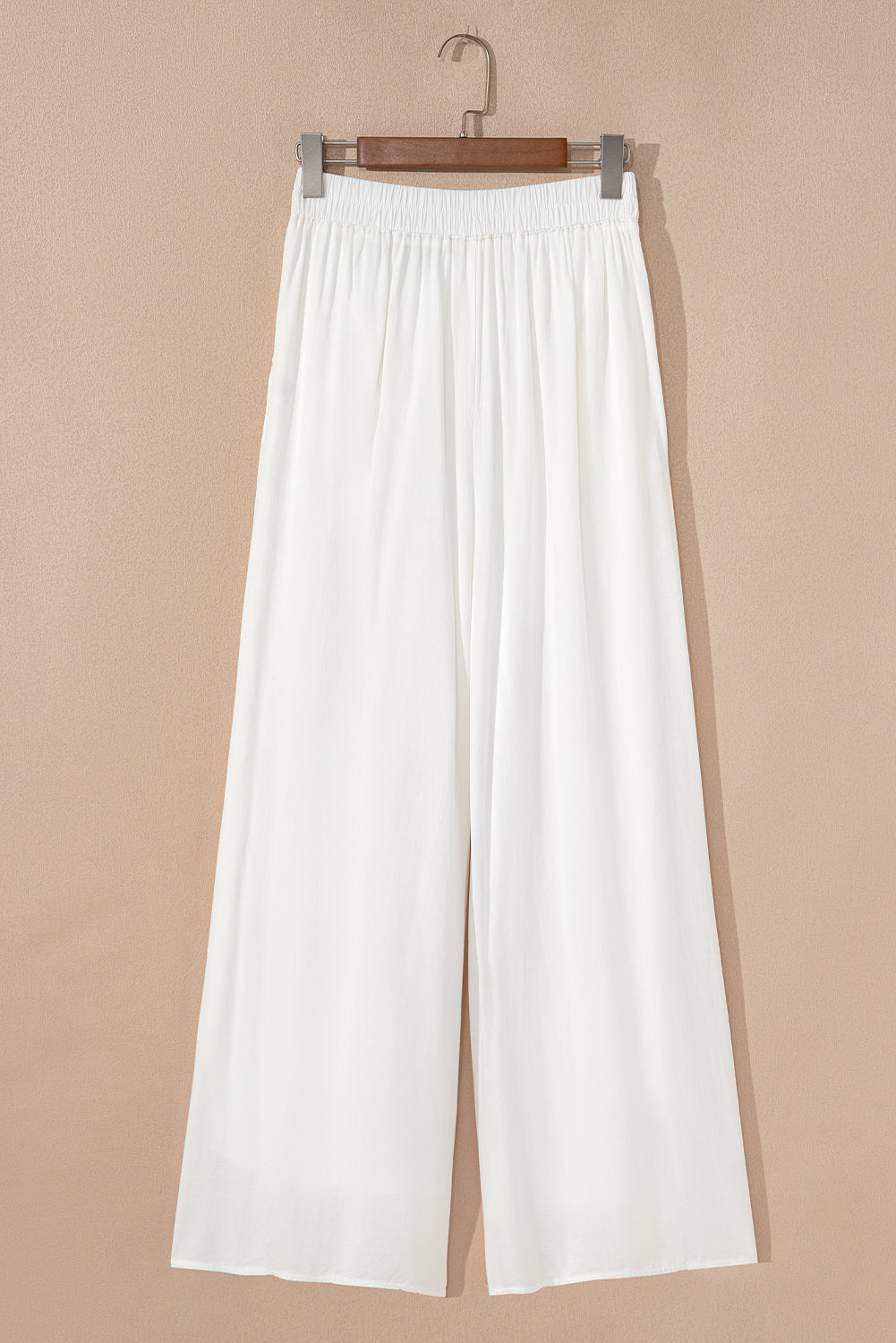 Solid Drop Waist Pleated Wide Leg Casual Pants