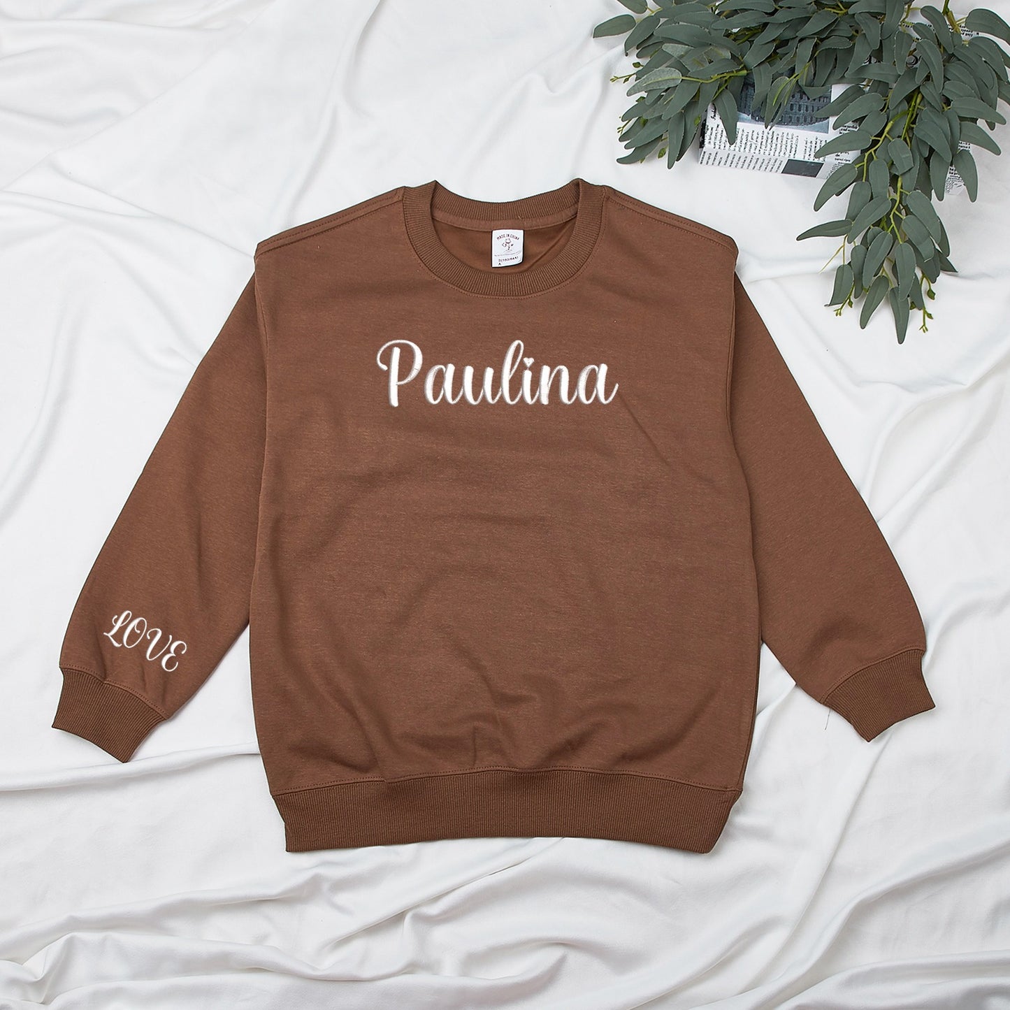 Custom Embroidered Text Crewneck Sweatshirt Round Neck Hoodie