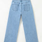 Acid Washed High Rise Cropped Wide Leg Jeans
