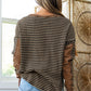 Stripe Thermal Knit Drop Shoulder Casual Top