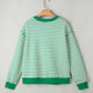 Striped Exposed Seam Patchwork Loose Pullover Top