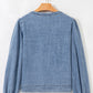 Tied Front Long Puff Sleeve Denim Top