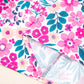 Floral Print Contrast Striped Detail Short Sleeve Blouse