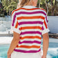 V Neck Short Sleeve Sweater with Side Slits