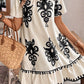 Western Print Ruffled Short Sleeve Loose Dress