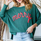 (Pre order/9.27)Christmas Merry Exposed Seam Ribbed Top