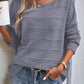 Boat Neck Drop Shoulder Pointelle Knit Sweater