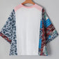 Asymmetric Printed Patchwork Sleeve Peace Desert Graphic Top