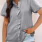 Beau Blue Striped Ruffle Short Bubble Sleeve Shirt