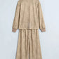 Khaki Leopard Star Print Long Sleeve Loose Casual Two Piece Pants Set