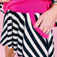 Contrast Ribbed Banding Long Sleeve Blouse Loose Shorts Set