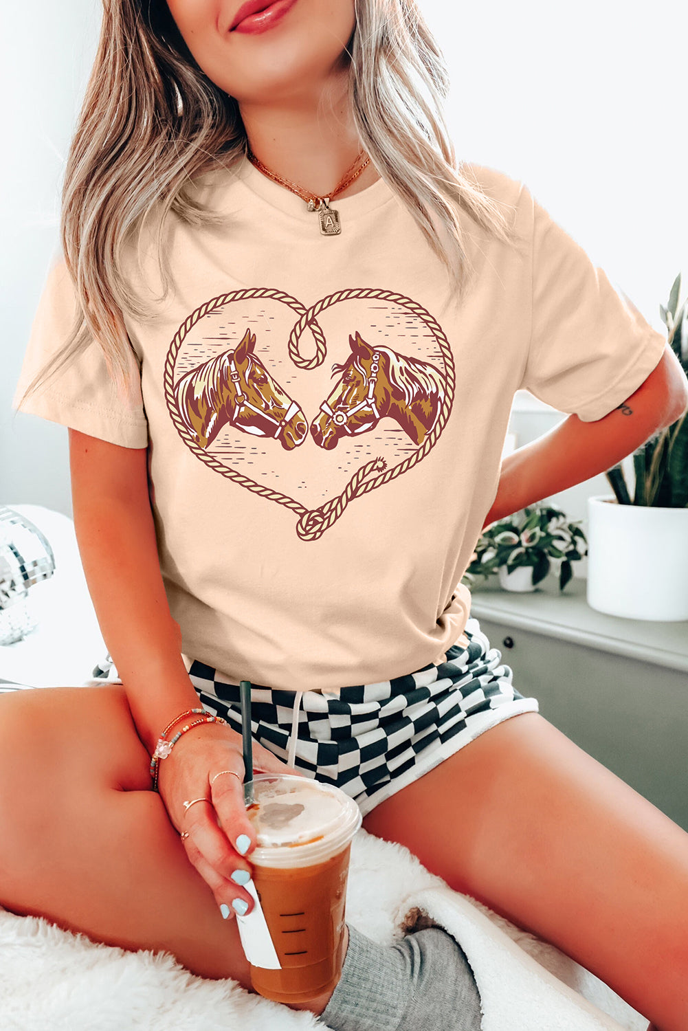Rodeo Horse Graphic Western Cowgirl Fashion T Shirt