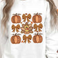 Cute Turkey Fall Pumpkin Bow Print Drop Shoulder Sweatshirt