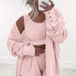 3 Pcs Crop Tank Top Shorts with Cardigan Lounge Set