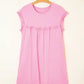 Frilled Trim Crew Neck Loose Fit Mini Dress
