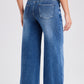 Elastic Waistband Pull On Wide Leg Jeans