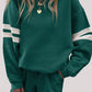 Varsity Striped Sleeve Drop Shoulder Sweatshirt and Short Set